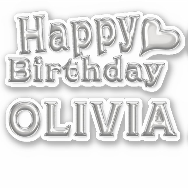 Pegatina Olivia Happy Birthday silver Aufkleber Sticker (Anverso)