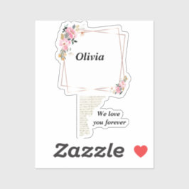 Pegatina Olivia name sticker – Custom  flower-golden line