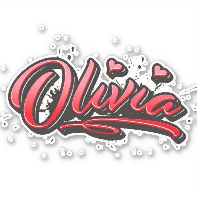Pegatina Olivia red Heart Graffiti Aufkleber Sticker (Anverso)