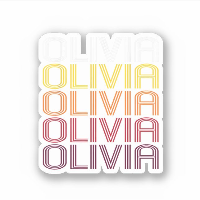 Pegatina Olivia Retro Wordmark Pattern Vintage Style (Anverso)