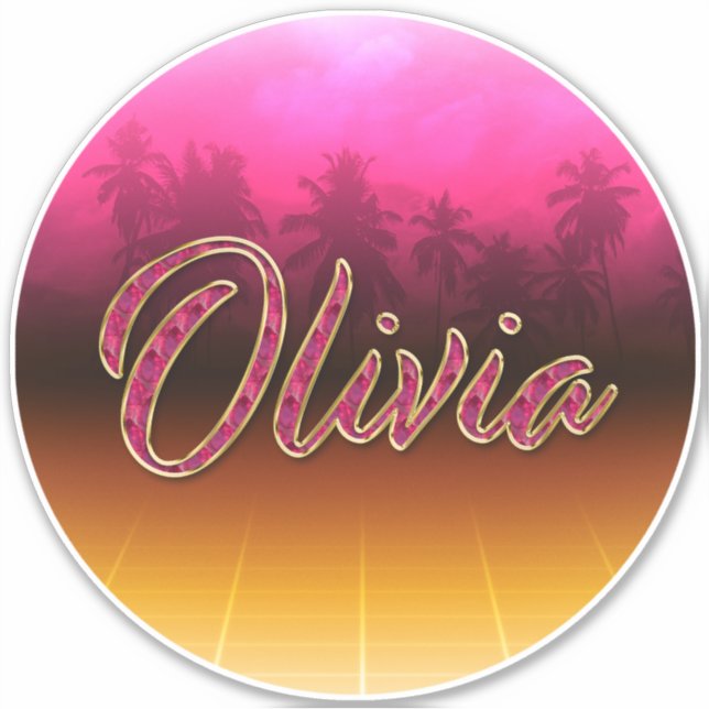 Pegatina Olivia Vorname Name golden pink Aufkleber Sticker (Anverso)