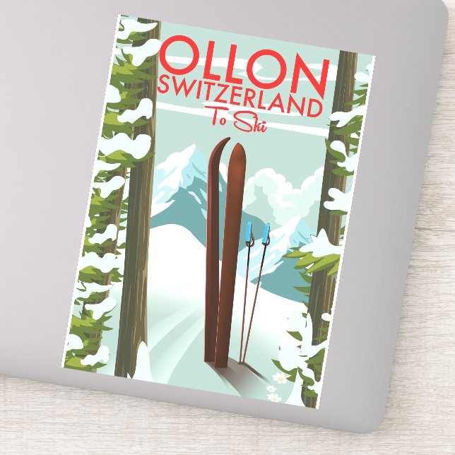 Pegatina Ollon Swiss Ski (Detalle)