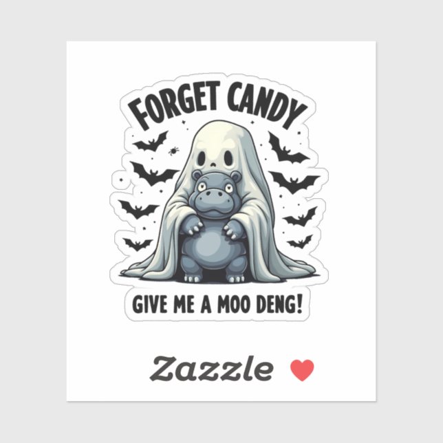 Pegatina Olvídate de Candy Dame Moo Deng Fantasma Halloween (Hoja)