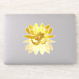 Pegatina OM Omkara y Flor Lotus de color oro