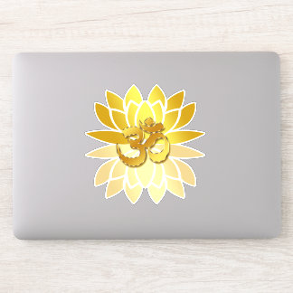 Pegatina OM Omkara y Flor Lotus de color oro