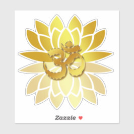 Pegatina OM Omkara y Flor Lotus de color oro