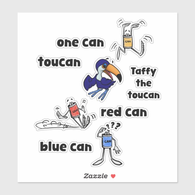Pegatina One Can Toucan Red Can Blue Can Stickers (Hoja)