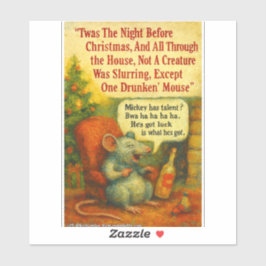 Pegatina One Drunken' Mouse – Christmas Card Chaos