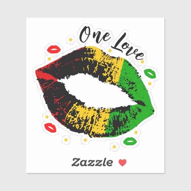 Pegatina One Love Rasta Labial Besos (Hoja)