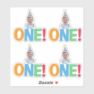 Pegatina  One Photo birthday Cupcake Topper
