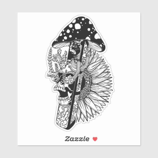 Pegatina OneWheeler Plant B&W (Hoja)