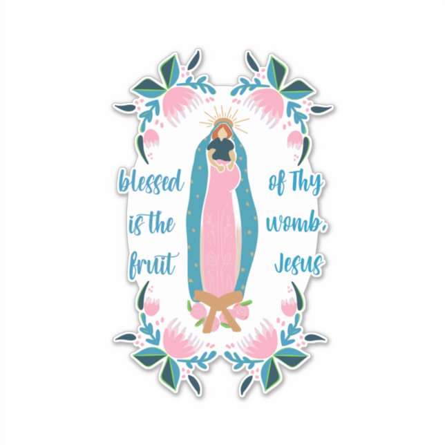 Pegatina Oración de la mujer católica Hail Mary (Anverso)