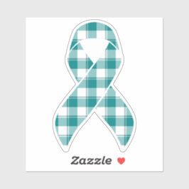 Pegatina Oral Cancer Awareness Plaid Teal Ribbon