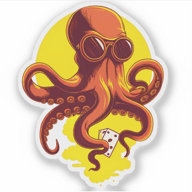Pegatina Orange Smart Octopus (Anverso)