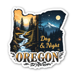Pegatina Oregon State Sticker | Day & Night Landscape Art