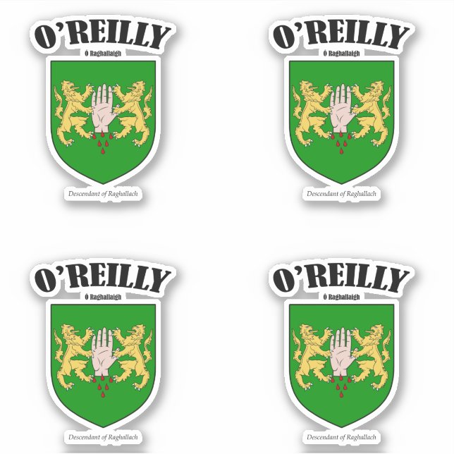 Pegatina O'Reilly Escudo Traducción y significado irlandés  (Anverso)
