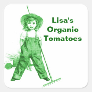 Pegatina Organic Green Gardener Garden Farm Market