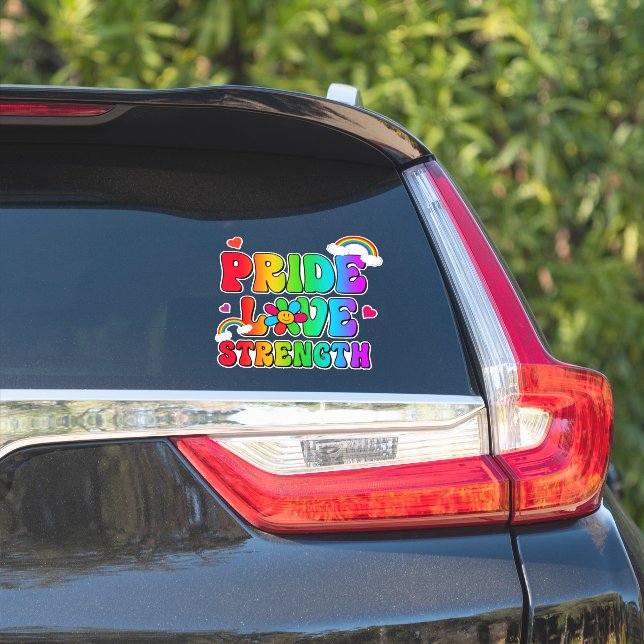 Pegatina Orgullo Amor Fortaleza Arcoiris (Lado del coche)
