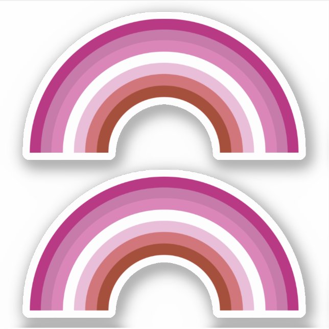 Pegatina Orgullo arcoiris de lesbianas con lápiz labial (Anverso)