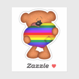 Pegatina Orgullo arcoiris LGBT Orgullo gay Teddy Oso Corazó