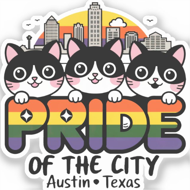 Pegatina Orgullo de Austin City Texas Estados Unidos Bander (Anverso)