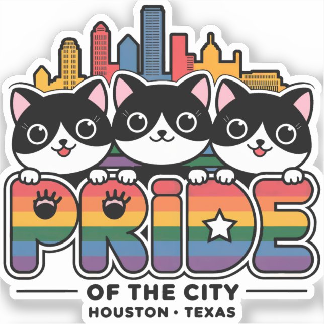 Pegatina Orgullo de Houston City Texas Bandera arcoiris de  (Anverso)