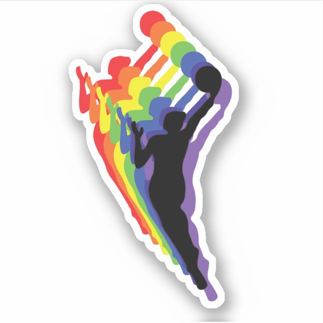 PEGATINA ORGULLO DE LA WNBA - SOMBRAS DE LOGO LGBTQ (Anverso)