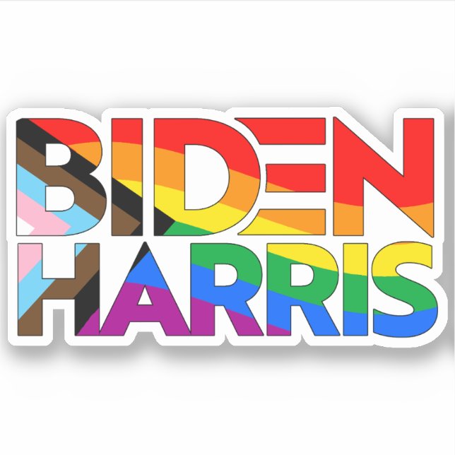 Pegatina Orgullo de progreso LGBTQ+ Biden Harris (Anverso)