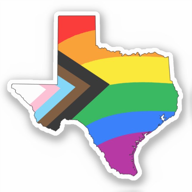 Pegatina Orgullo de progreso LGBTQ del Estado de Texas (Anverso)