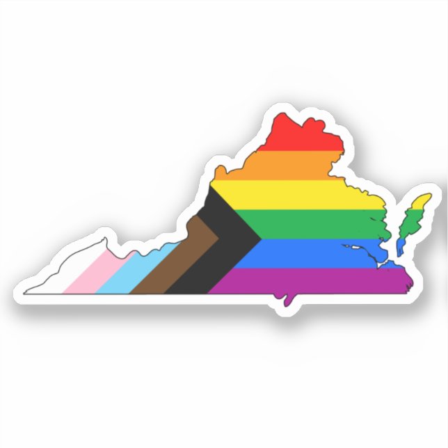 Pegatina Orgullo de progreso LGBTQ del Estado de Virginia (Anverso)