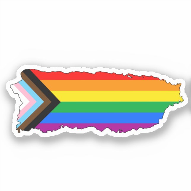 Pegatina Orgullo de progreso LGBTQ por Puerto Rico (Anverso)