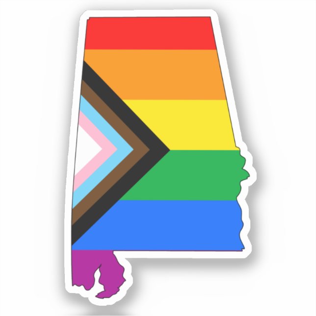 Pegatina Orgullo del Estado de Alabama LGBTQ Progreso Orgul (Anverso)