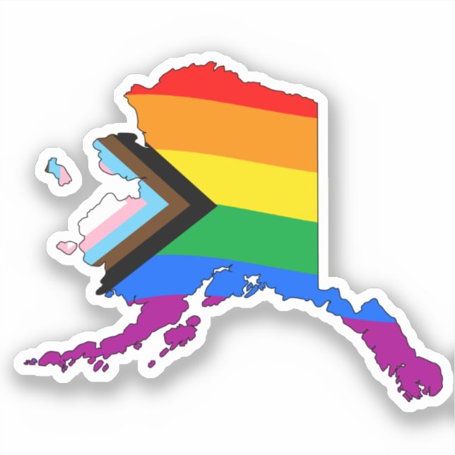 Pegatina Orgullo del Estado de Alaska LGBTQ Progreso Orgull (Anverso)