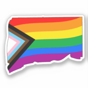 Pegatina Orgullo del Estado de Connecticut Progreso LGBTQ O