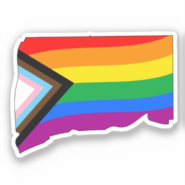 Pegatina Orgullo del Estado de Connecticut Progreso LGBTQ O (Anverso)