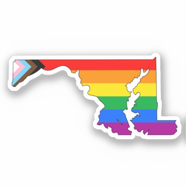 Pegatina Orgullo del estado de Maryland del progreso LGBTQ (Anverso)