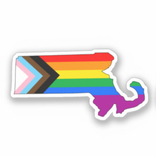 Pegatina Orgullo del Estado de Massachusetts LGBTQ Progreso