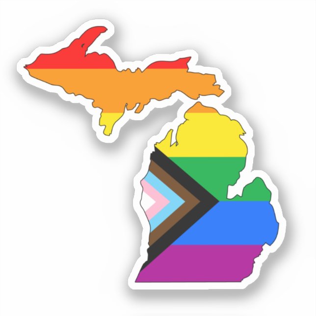 Pegatina Orgullo del Estado de Michigan por el progreso LGB (Anverso)