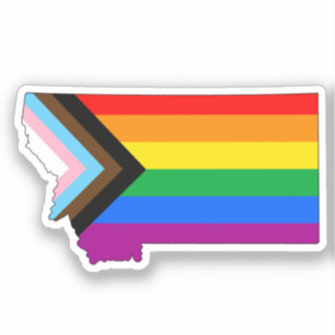 Pegatina Orgullo del estado de Montana por el progreso LGBT