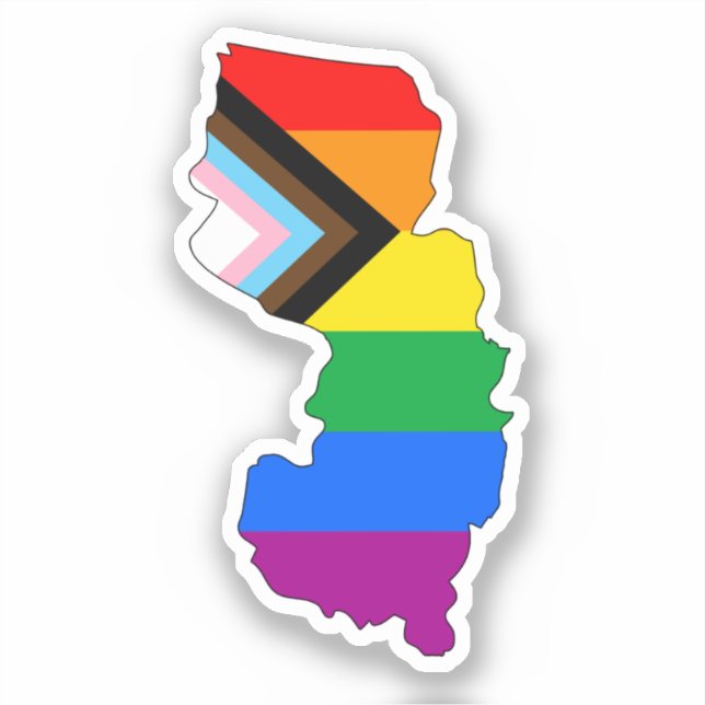 Pegatina Orgullo del Estado de Nueva Jersey Progreso LGBTQ  (Anverso)