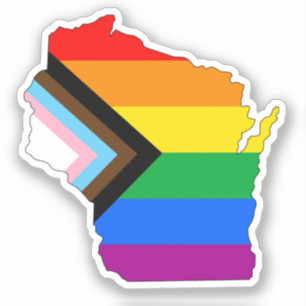 Pegatina Orgullo del Estado de Wisconsin LGBTQ Progreso Org