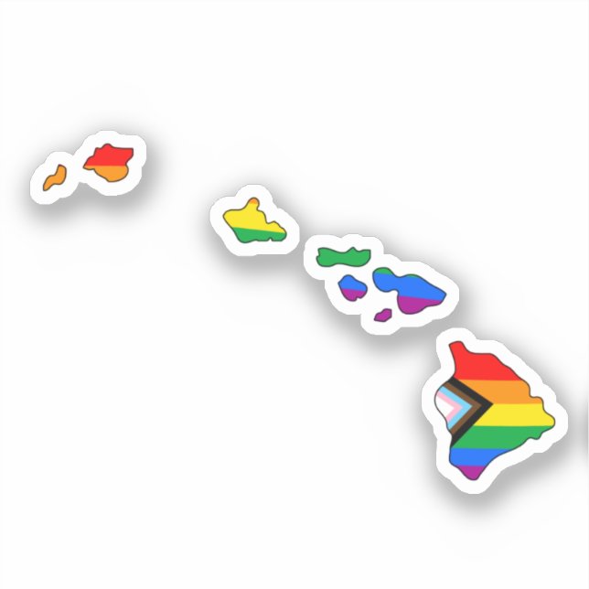 Pegatina Orgullo estatal de Hawaii LGBTQ Progress Pride (Anverso)