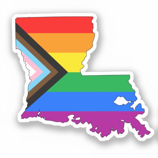 Pegatina Orgullo estatal de Luisiana LGBTQ Progreso Orgullo (Anverso)