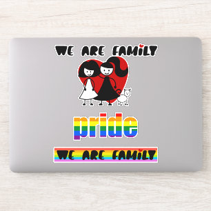Pegatina Orgullo gay Somos familia dos mujeres y un gato