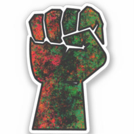 Pegatina orgullo negro bandera panafricana roja verde puño 