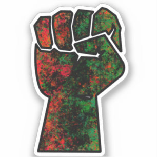 Pegatina orgullo negro bandera panafricana roja verde puño 