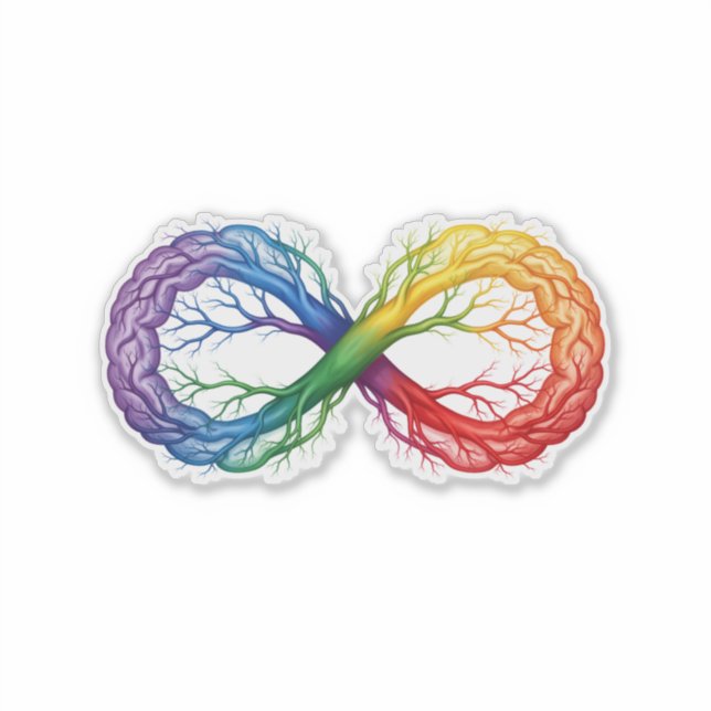 Pegatina Orgullo Neurodivergente Arcoíris Infinito TDAH (Anverso)