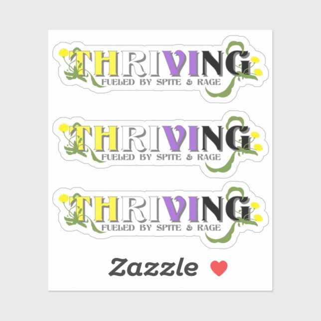 Pegatina Orgullo no binario pujante (Hoja)