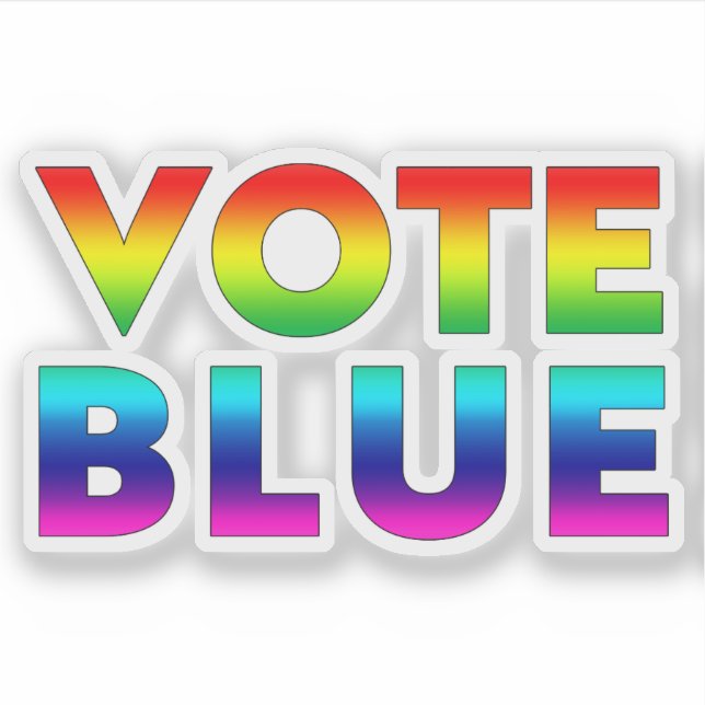 Pegatina Orgullo "Vote azul" lgbtq lgbt colores arcoiris (Anverso)