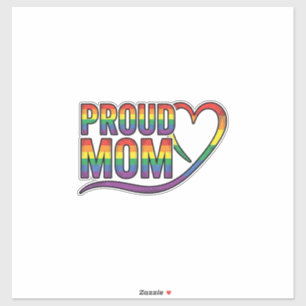 Pegatina Orgullosa Mamá Corazón Arcoíris Diseño de Grabado 